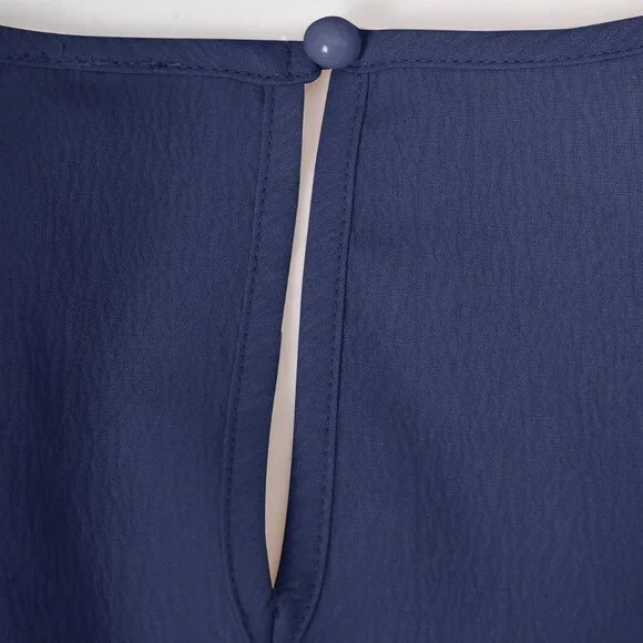 Navy Blue Elegant Women's Solid Color Lantern Sleeve Jumpsuit - Picture 5 of 9